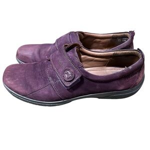 Hotter Sugar Suede Women’s Shoe Purple Easy On Velcro Size 9 Comfort Loafers